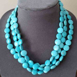 Three Strands Turquoise Necklace Women's